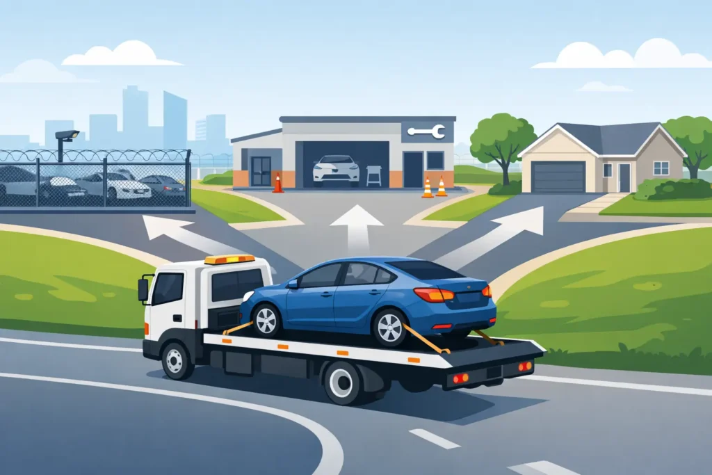 Where Should a Towed Car Go?