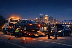 An Example of Roadside Help at Night in Tulsa